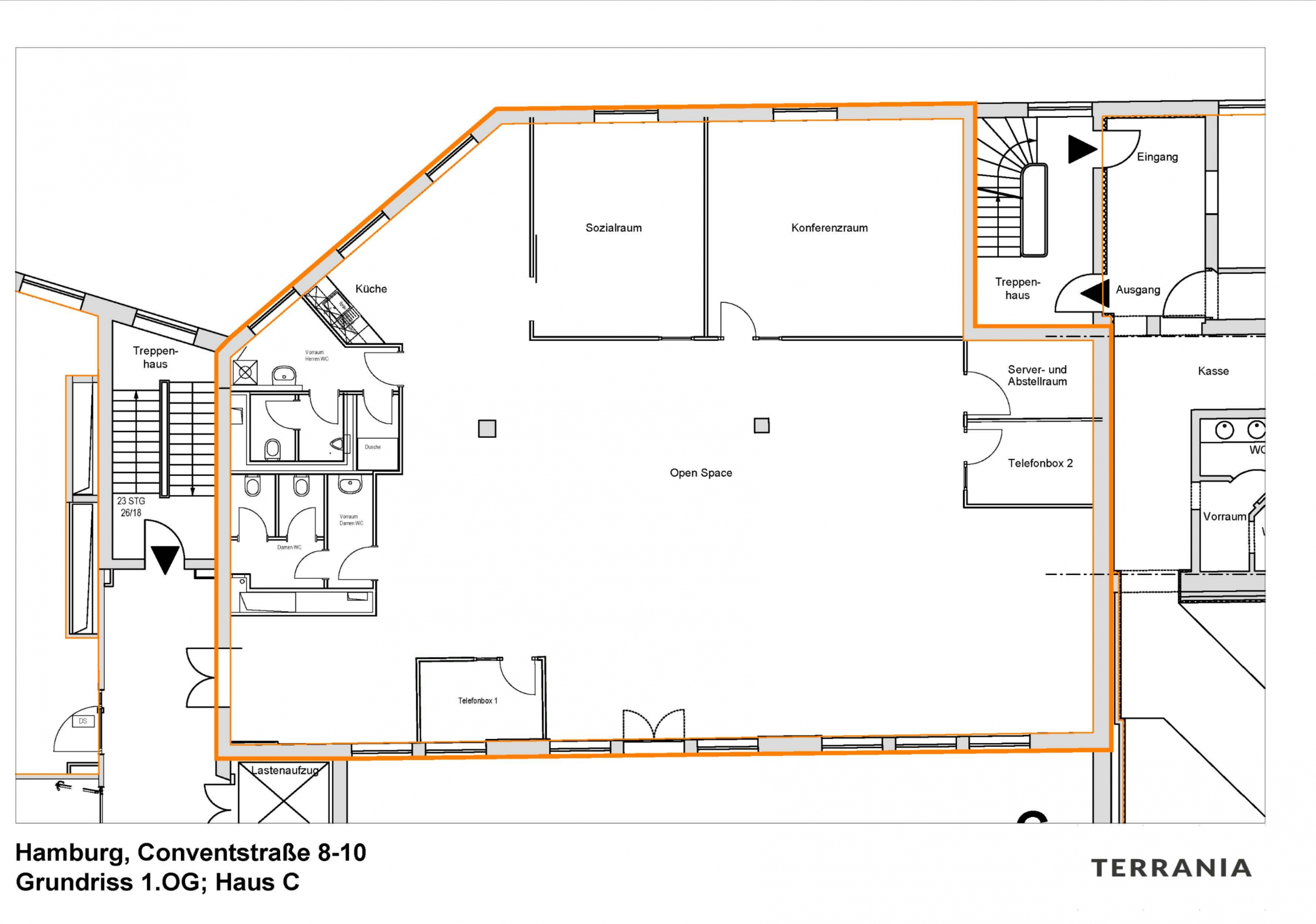 Direkt vom Eigentümer: hochmodernes & großzügiges Büro mit Industriecharme und viel Tageslicht - Grundriss
